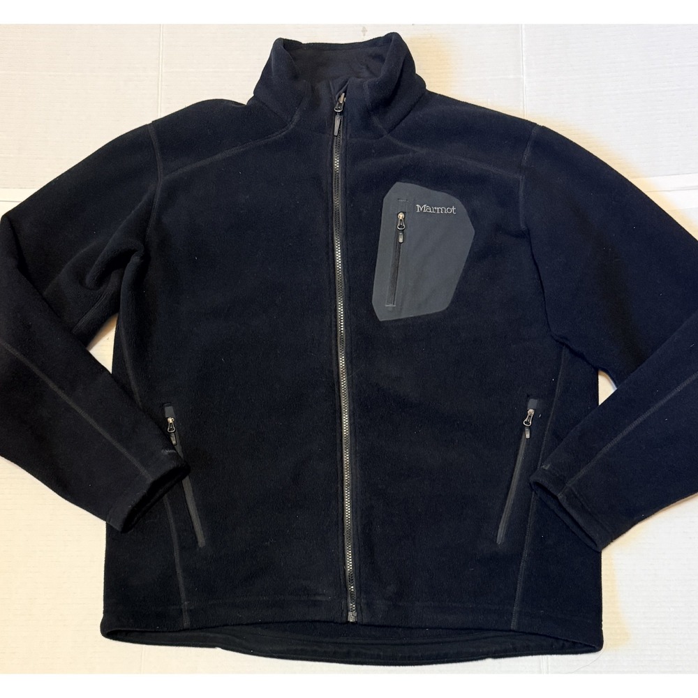 MARMOT Polartec - Men's Fleece Jacket - Black Full Zip Outdoor - X-Large XL